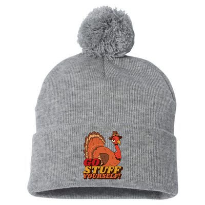 Go Stuff Yourself Funny Thanksgiving Pom Pom 12in Knit Beanie