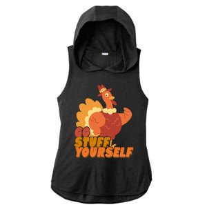 Go Stuff Yourself Funny Thanksgiving Turkey Holiday Ladies PosiCharge Tri-Blend Wicking Draft Hoodie Tank