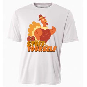 Go Stuff Yourself Funny Thanksgiving Turkey Holiday Cooling Performance Crew T-Shirt