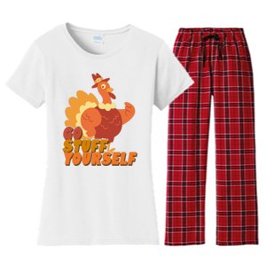 Go Stuff Yourself Funny Thanksgiving Turkey Holiday Women's Flannel Pajama Set