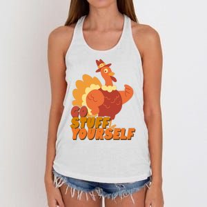 Go Stuff Yourself Funny Thanksgiving Turkey Holiday Women's Knotted Racerback Tank