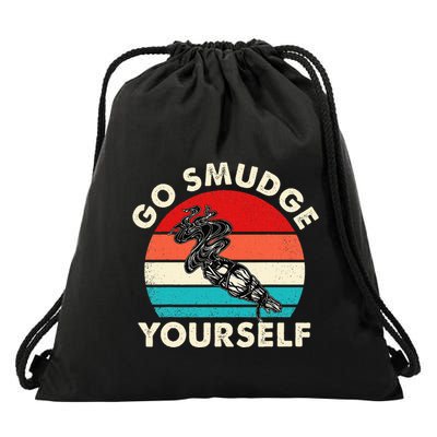Go Smudge Yourself Native American Funny Smudging Feather Drawstring Bag