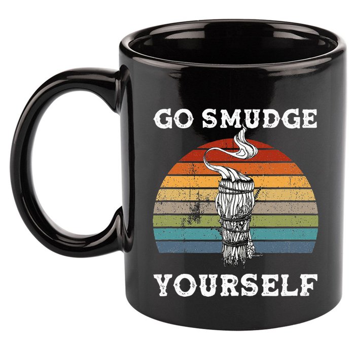 Go Smudge Yourself Smudging Feather Funny Sage Bundle 11oz C Handle Ceramic Mug