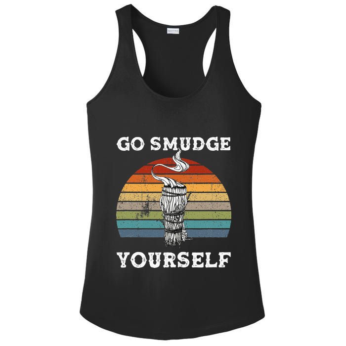 Go Smudge Yourself Smudging Feather Funny Sage Bundle Ladies PosiCharge Competitor Racerback Tank