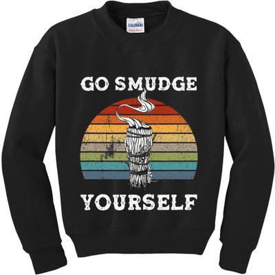 Go Smudge Yourself Smudging Feather Funny Sage Bundle Kids Sweatshirt