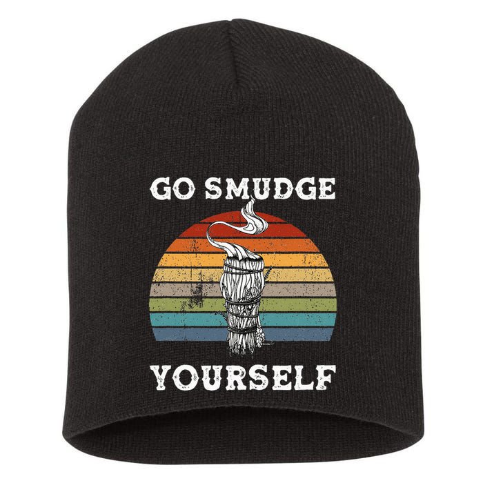 Go Smudge Yourself Smudging Feather Funny Sage Bundle Short Acrylic Beanie