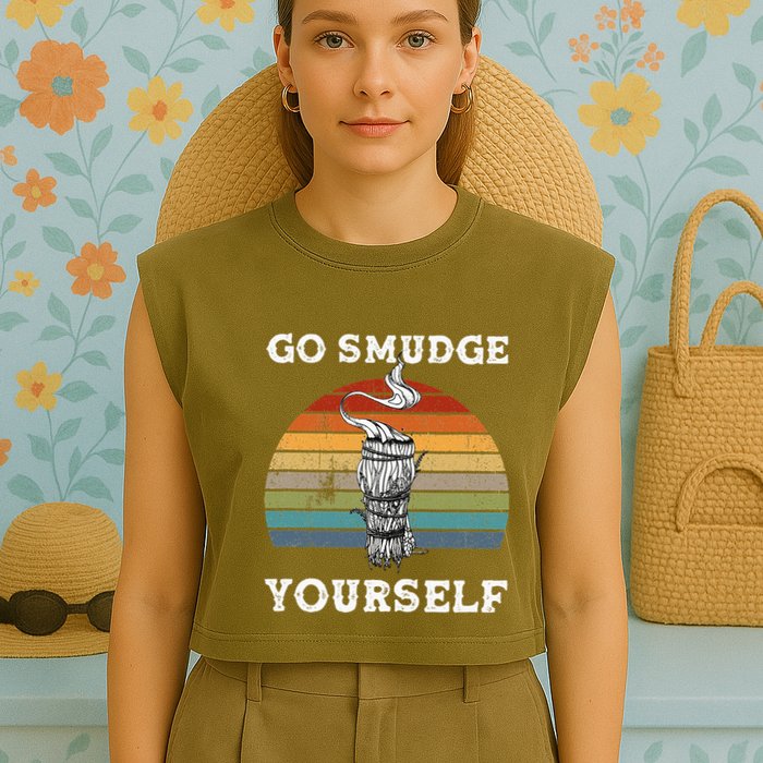 Go Smudge Yourself Smudging Feather Funny Sage Bundle Garment-Dyed Women's Muscle Tee