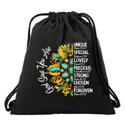 God Says You Are Sunflower Christian Bible Verses Gift Drawstring Bag