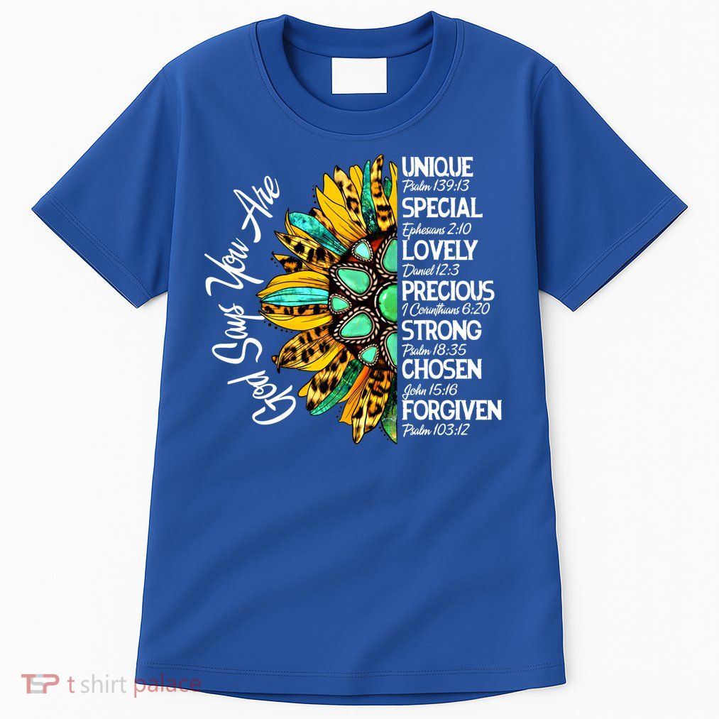 God Says You Are Sunflower Christian Bible Verses Gift Tall T-Shirt