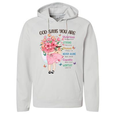 God Says You Are Flowers Christian Bible Verse Performance Fleece Hoodie