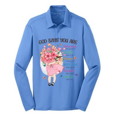 God Says You Are Flowers Christian Bible Verse Silk Touch Performance Long Sleeve Polo