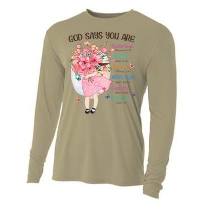 God Says You Are Flowers Christian Bible Verse Cooling Performance Long Sleeve Crew