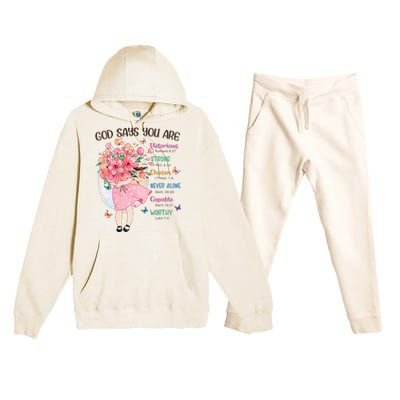 God Says You Are Flowers Christian Bible Verse Premium Hooded Sweatsuit Set