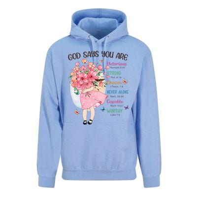 God Says You Are Flowers Christian Bible Verse Unisex Surf Hoodie