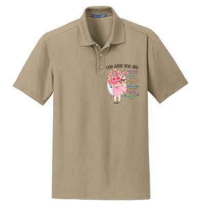 God Says You Are Flowers Christian Bible Verse Dry Zone Grid Polo