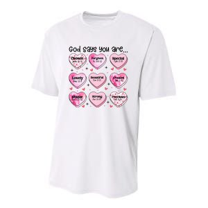 God Says You Are Valentine Day Lover Couple Matching Youth Performance Sprint T-Shirt