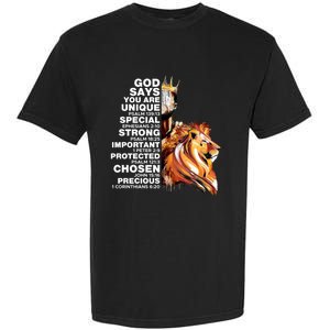 God Says You Are Unique Special Black History Melanin King Gift Garment-Dyed Heavyweight T-Shirt