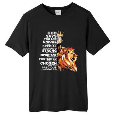 God Says You Are Unique Special Black History Melanin King Gift Tall Fusion ChromaSoft Performance T-Shirt