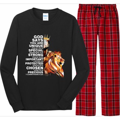 God Says You Are Unique Special Black History Melanin King Gift Long Sleeve Pajama Set