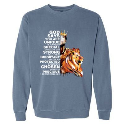 God Says You Are Unique Special Black History Melanin King Gift Garment-Dyed Sweatshirt