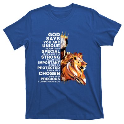 God Says You Are Unique Special Black History Melanin King Gift T-Shirt