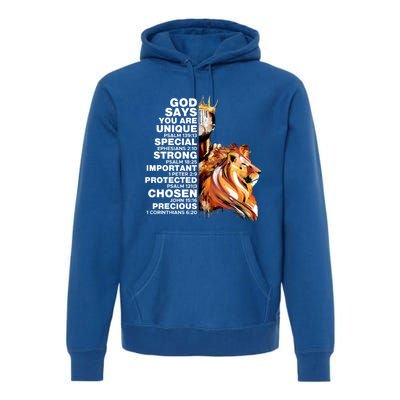 God Says You Are Unique Special Black History Melanin King Gift Premium Hoodie