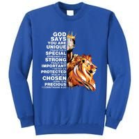 God Says You Are Unique Special Black History Melanin King Gift Tall Sweatshirt