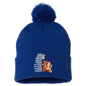 God Says You Are Unique Special Black History Melanin King Gift Pom Pom 12in Knit Beanie