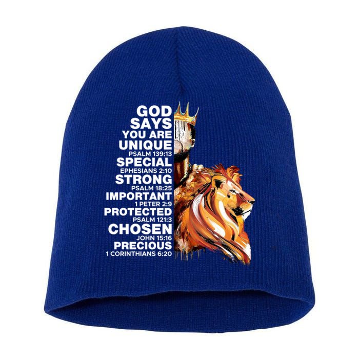 God Says You Are Unique Special Black History Melanin King Gift Short Acrylic Beanie