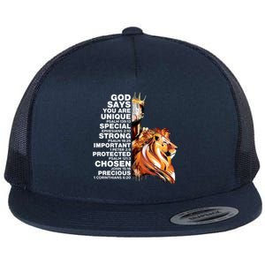 God Says You Are Unique Special Black History Melanin King Gift Flat Bill Trucker Hat