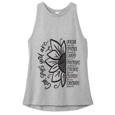 God Says You Are Sunflower Leopard Christian Believers God Ladies PosiCharge Tri-Blend Wicking Tank