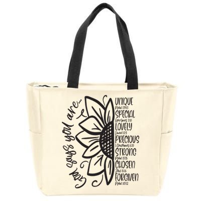 God Says You Are Sunflower Leopard Christian Believers God Zip Tote Bag