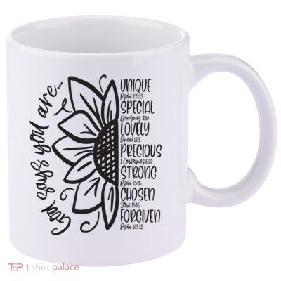 God Says You Are Sunflower Leopard Christian Believers God 11oz C Handle Ceramic Mug