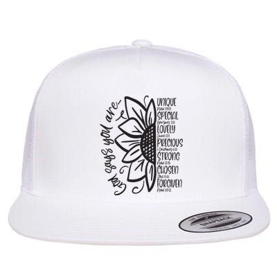 God Says You Are Sunflower Leopard Christian Believers God Flat Bill Trucker Hat