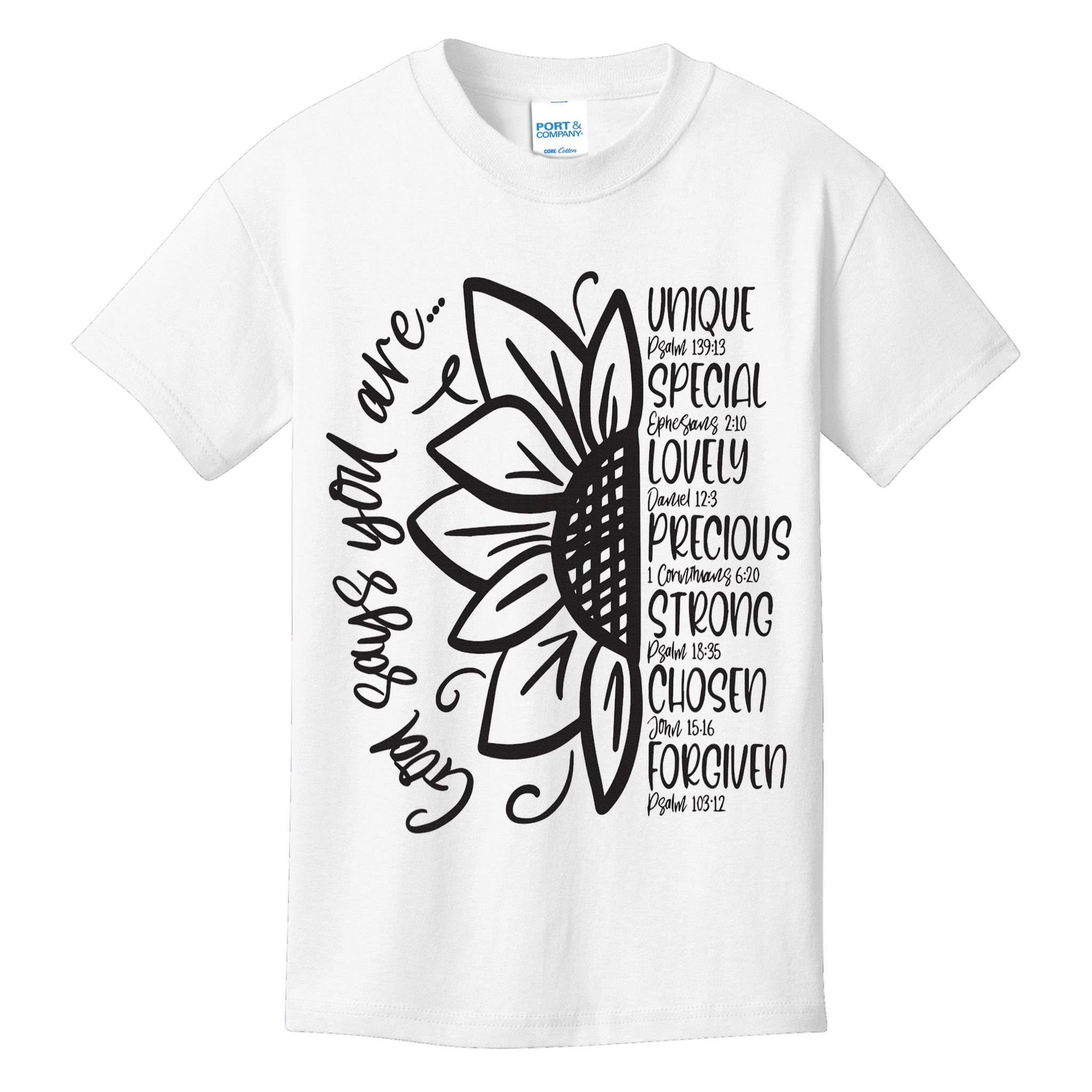 God Says You Are Sunflower Leopard Christian Believers God Kids T-Shirt