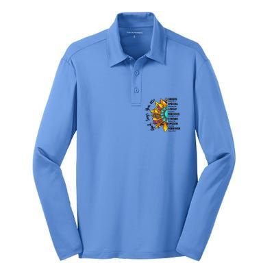 God Says You Are Unique Special Lovely Turquoise Sunflower Great Gift Silk Touch Performance Long Sleeve Polo