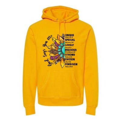 God Says You Are Unique Special Lovely Turquoise Sunflower Great Gift Premium Hoodie