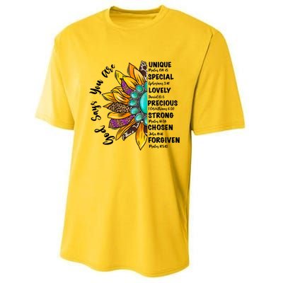 God Says You Are Unique Special Lovely Turquoise Sunflower Great Gift Performance Sprint T-Shirt