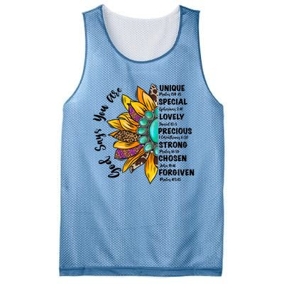 God Says You Are Unique Special Lovely Turquoise Sunflower Great Gift Mesh Reversible Basketball Jersey Tank