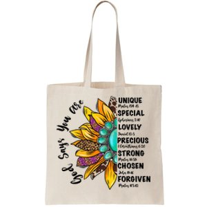 God Says You Are Unique Special Lovely Turquoise Sunflower Great Gift Tote Bag