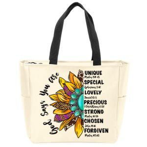 God Says You Are Unique Special Lovely Turquoise Sunflower Great Gift Zip Tote Bag