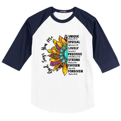 God Says You Are Unique Special Lovely Turquoise Sunflower Great Gift Baseball Sleeve Shirt