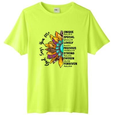 God Says You Are Unique Special Lovely Turquoise Sunflower Great Gift Tall Fusion ChromaSoft Performance T-Shirt