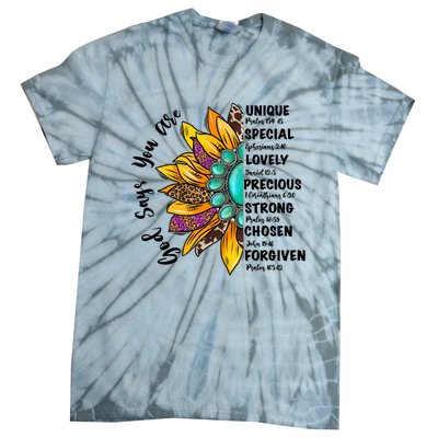 God Says You Are Unique Special Lovely Turquoise Sunflower Great Gift Tie-Dye T-Shirt