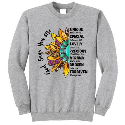 God Says You Are Unique Special Lovely Turquoise Sunflower Great Gift Sweatshirt