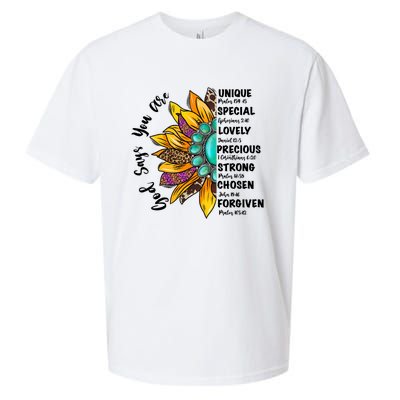 God Says You Are Unique Special Lovely Turquoise Sunflower Great Gift Sueded Cloud Jersey T-Shirt