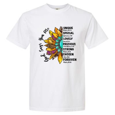 God Says You Are Unique Special Lovely Turquoise Sunflower Great Gift Garment-Dyed Heavyweight T-Shirt