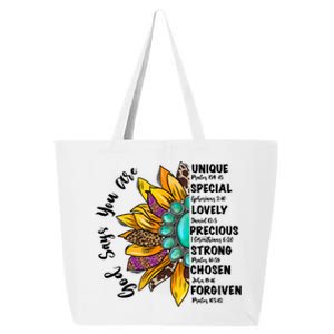 God Says You Are Unique Special Lovely Turquoise Sunflower Great Gift 25L Jumbo Tote