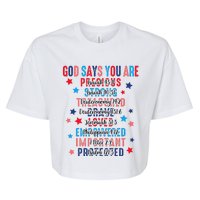 God Says You Are Vintage 4th Of July Bible Verse Christian Bella+Canvas Jersey Crop Tee