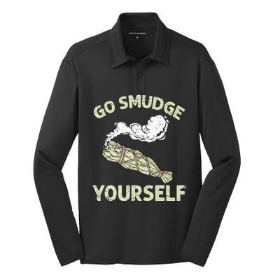 Go Smudge Yourself Native American Funny Smudging Feather Silk Touch Performance Long Sleeve Polo